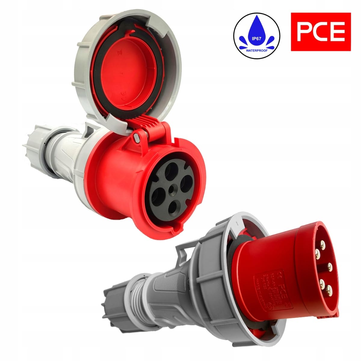 Hilark Cable Tech Przejściówka siłowa 63A, adapter siłowy 5P na 63A 4P IP 67 5M