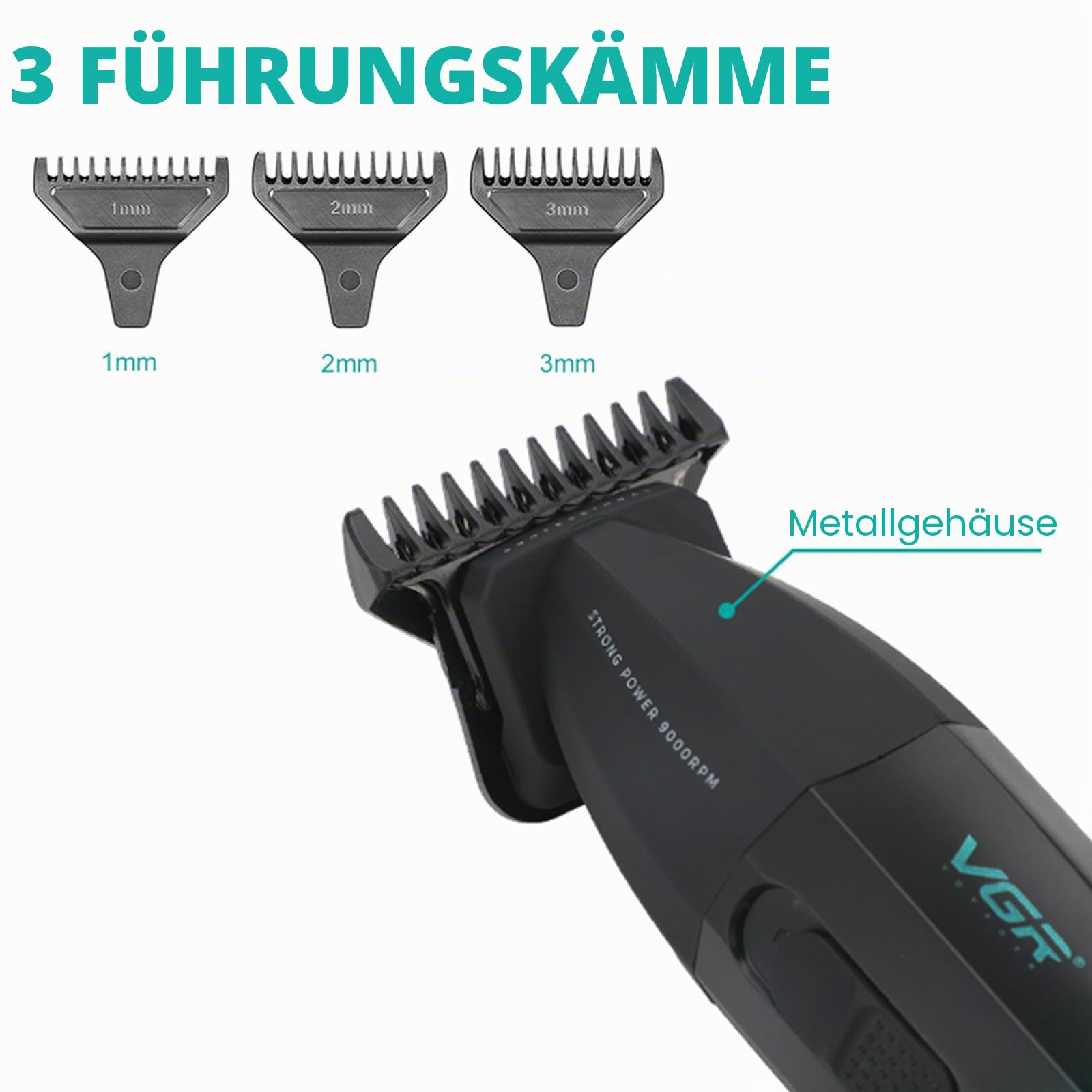 VGR 906 Fresh Fade Professioneller Haarschneider, 9000 U/min, Zero Gapped Bartschneider für Männer, DLC T-Blade Kabelloser Haarschneidemaschine/Trimmer für Barbiere und USB Wiederaufladbar, Gold