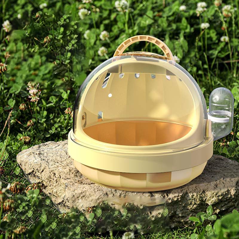 Guinea Pig Carrier Cage with Water Bottle, Portable Hamster Travel Carrier Carry Case for Small Pets, Gerbils, Mice, Dwarf Hamster (Yellow)