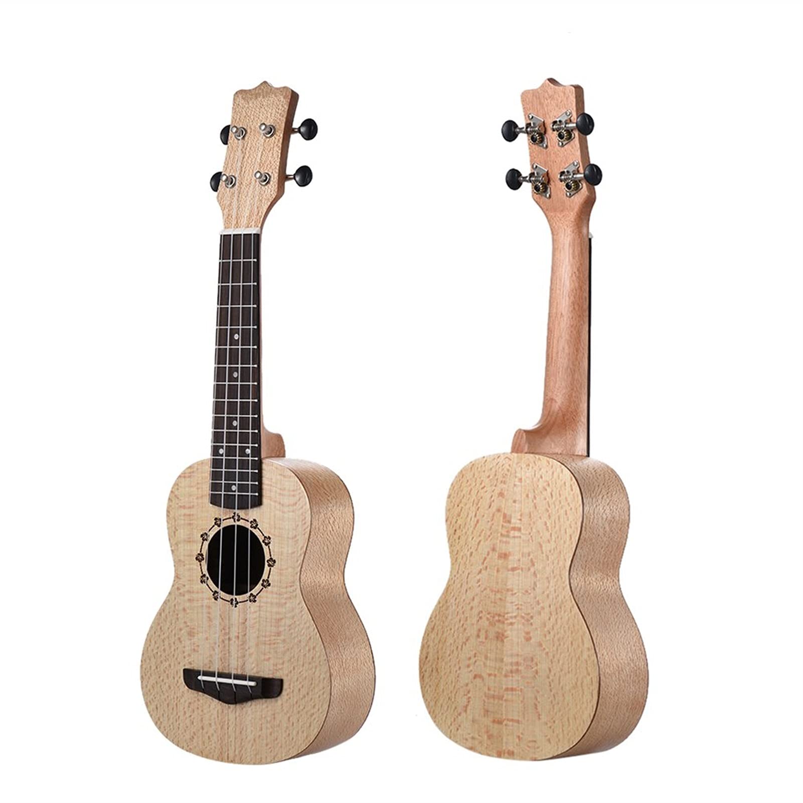 Ukulele Soprano Ukulele da 21 Pollici Ukelele Platanus Body Body Body Berco in Palissandro 4 Corde Chitarra Ukulele Set con Parti di Chitarra Extra Concerto Ukulele