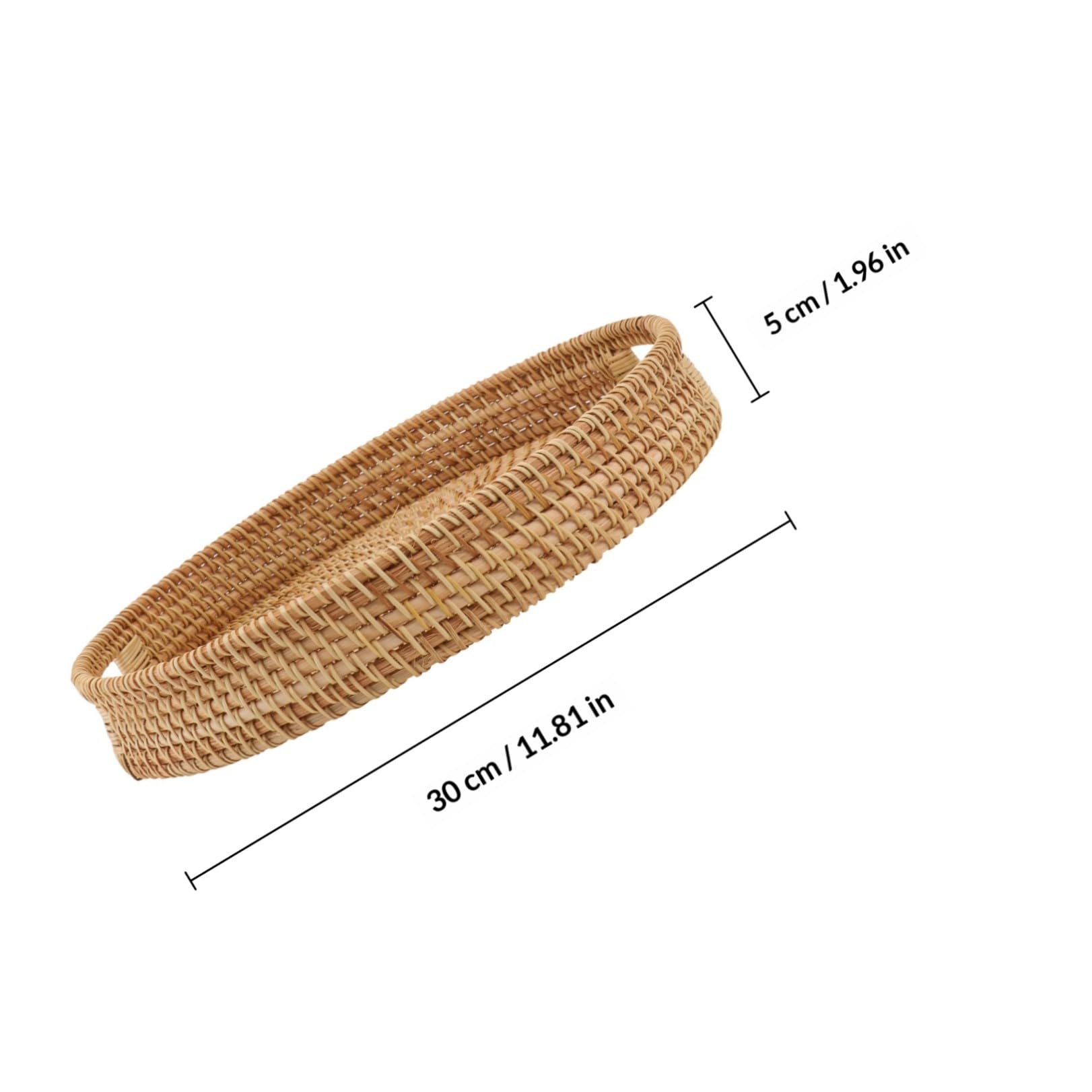OUNONA Cesto in Rattan Intrecciato per Frutta e Oggetti, Resistente e Facile da Lavare, per Soggiorno e Picnic, Design Pratico e Creativo