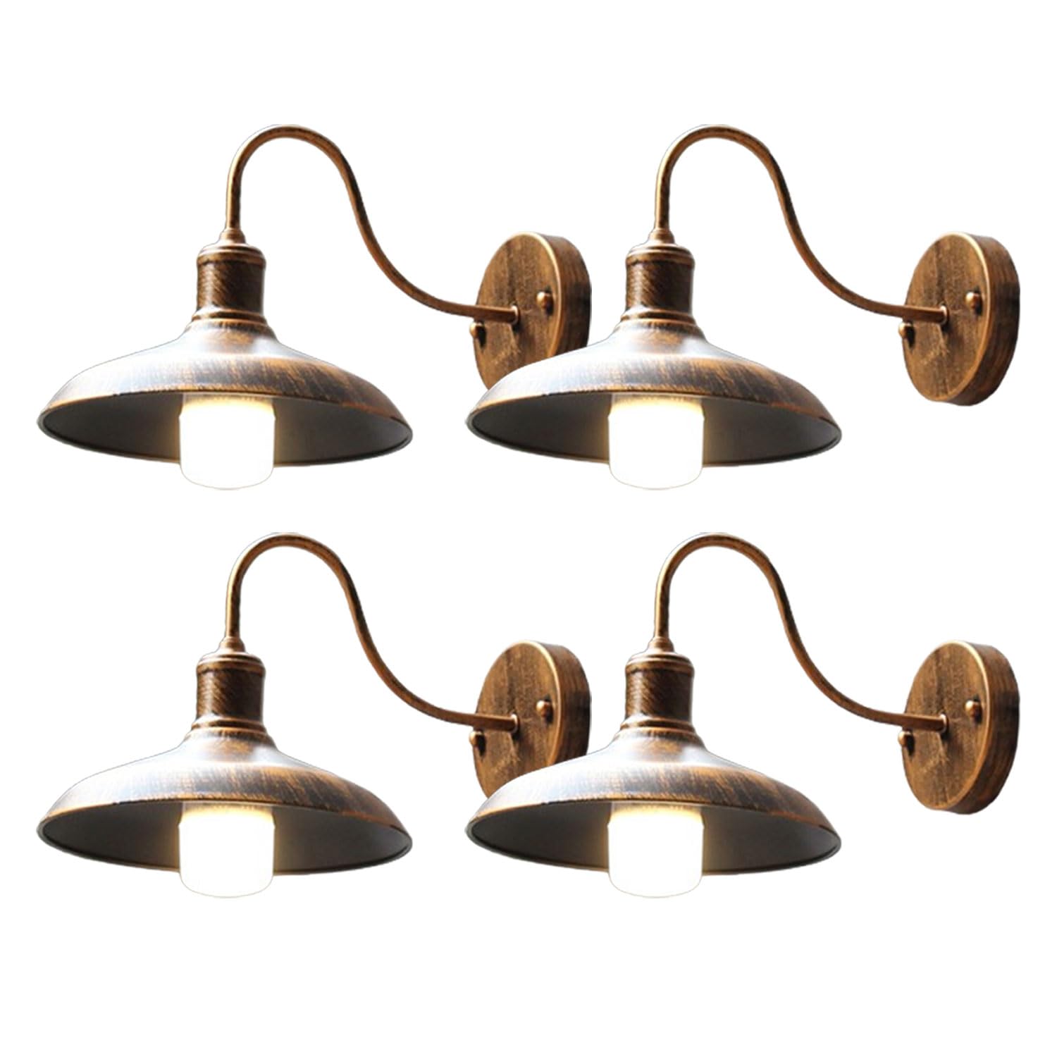 4 Pezzi Lampada da parete vintage per esterni IP54 Impermeabile Antiruggine Applique da parete in ferro a collo d'oca Luce da fienile E27 Luci da portico per esterni per patio