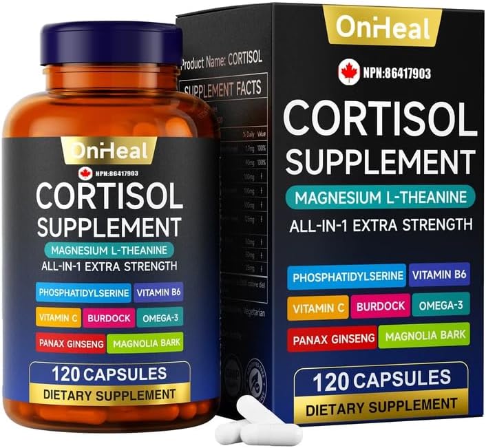 Cortisol Supplement with Aspalathus Linariifolius, Magnesium, L-Theanine - for Men and Women - Stress Relief, Sleep Support, Detoxification, Reduction & Control - 120 Capsules