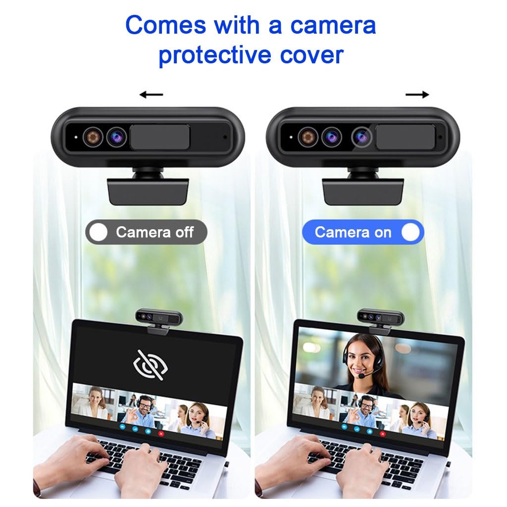 LEIYTFE Webcam Per Conferenze Webcam Ultra HD 2K Per Laptop Autofocus, Microfoni Con Cancellazione Del Rumore, Video Camera Per Streaming Meeting Gaming, Collegamento E Gioco Istantaneo