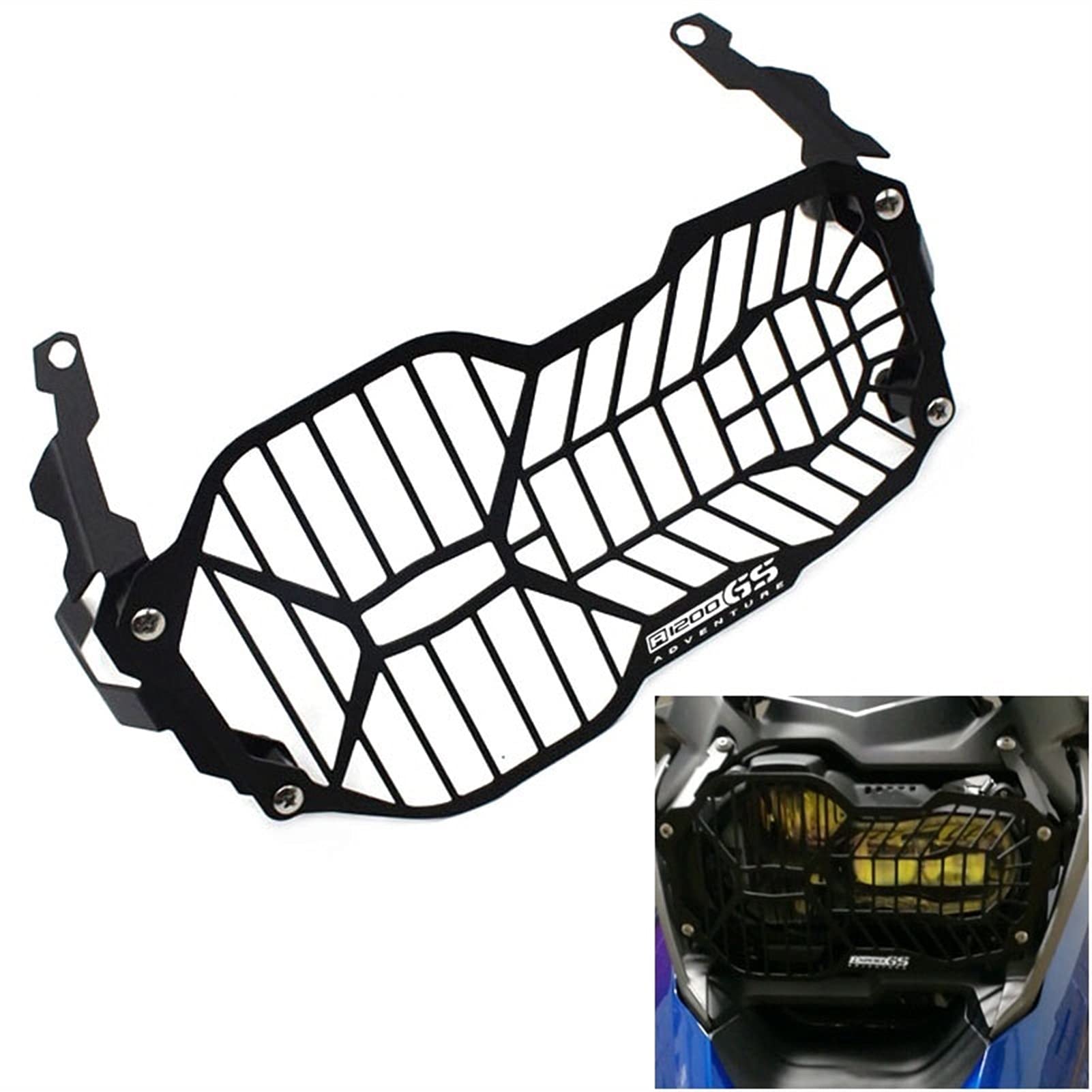 Motorrad Scheinwerfer Gitter FIT-VERWENDUNG FÜR. BMW R1200GS R 1200 GS GSA R1250GS LC Motorradzubehör Scheinwerferschutz Grillschutzabdeckung Motorteile(Logo R1250GS)