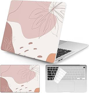 Watbro Compatible with MacBook Air 13 Inch Laptop Case 2020 2019 2018 Released A2179 M1 A2337 A1932,Plastic Hard Shell Protective Case with Keyboard Cover,Gentle line Art Print