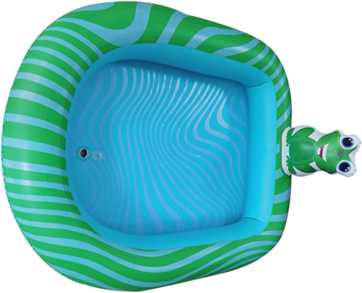 BESPORTBLE Inflatable Thickened Swimming Pool PVC Blow Up Bathtub for Backyard Fun Pool with Frog Pattern Small for Home Lawn Beach Summer Cooling