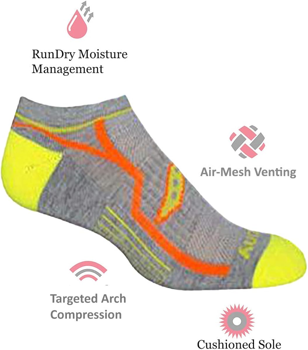 Saucony Men's Multi-Pack Bolt Performance Comfort Fit No-Show Socks at  Men’s Clothing store