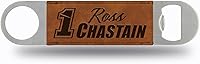 Vista 1 de Rico Industries Hoja de barra grabada con láser marrón con logotipo de NASCAR de piel sintética grabada con láser, gran accesorio para bebidas