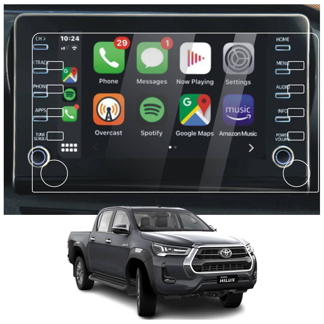 ARMOUR GUARDS Unbreakable Infotainment Screen Protector Compatible with TOYOTA HILUX 2022 (8 Inch) (Transparent) Pack of 1-image-34