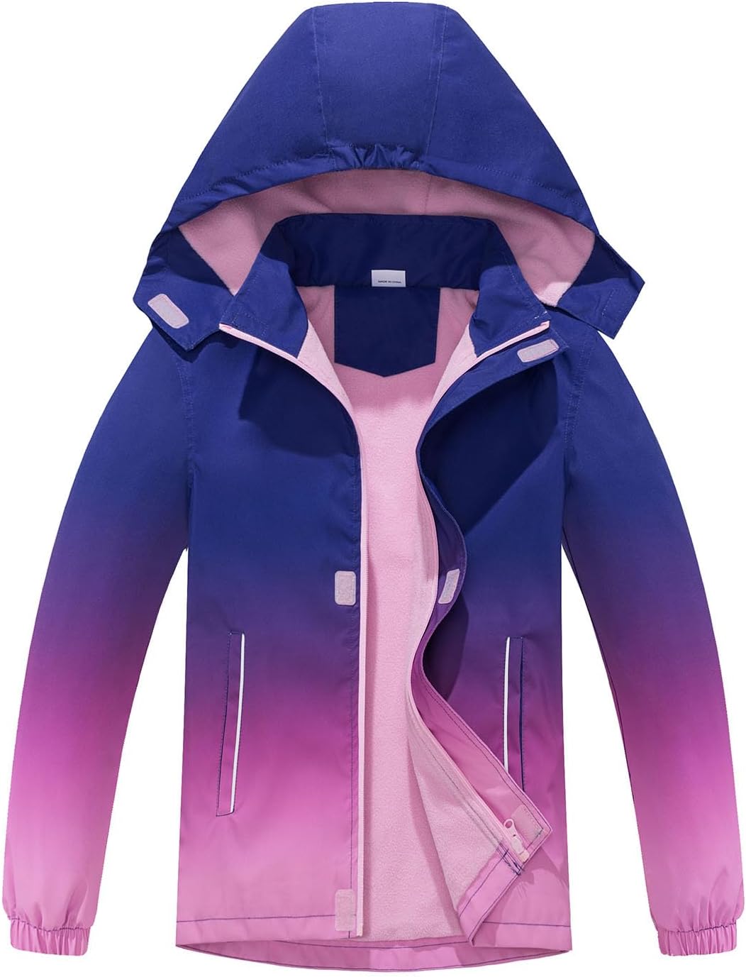 MGEOY Boys Girls Reversible Jacket Lightweight Waterproof Fleece Lined Raincoat for Kids(4-12)