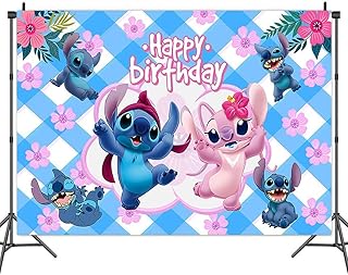Stitch Photography Backdrops Birthday Decoration Backdrops Photography Backdrops 5X3FT Decoration for Kids Baby Shower Party Supplies Banner Studio Props(B)