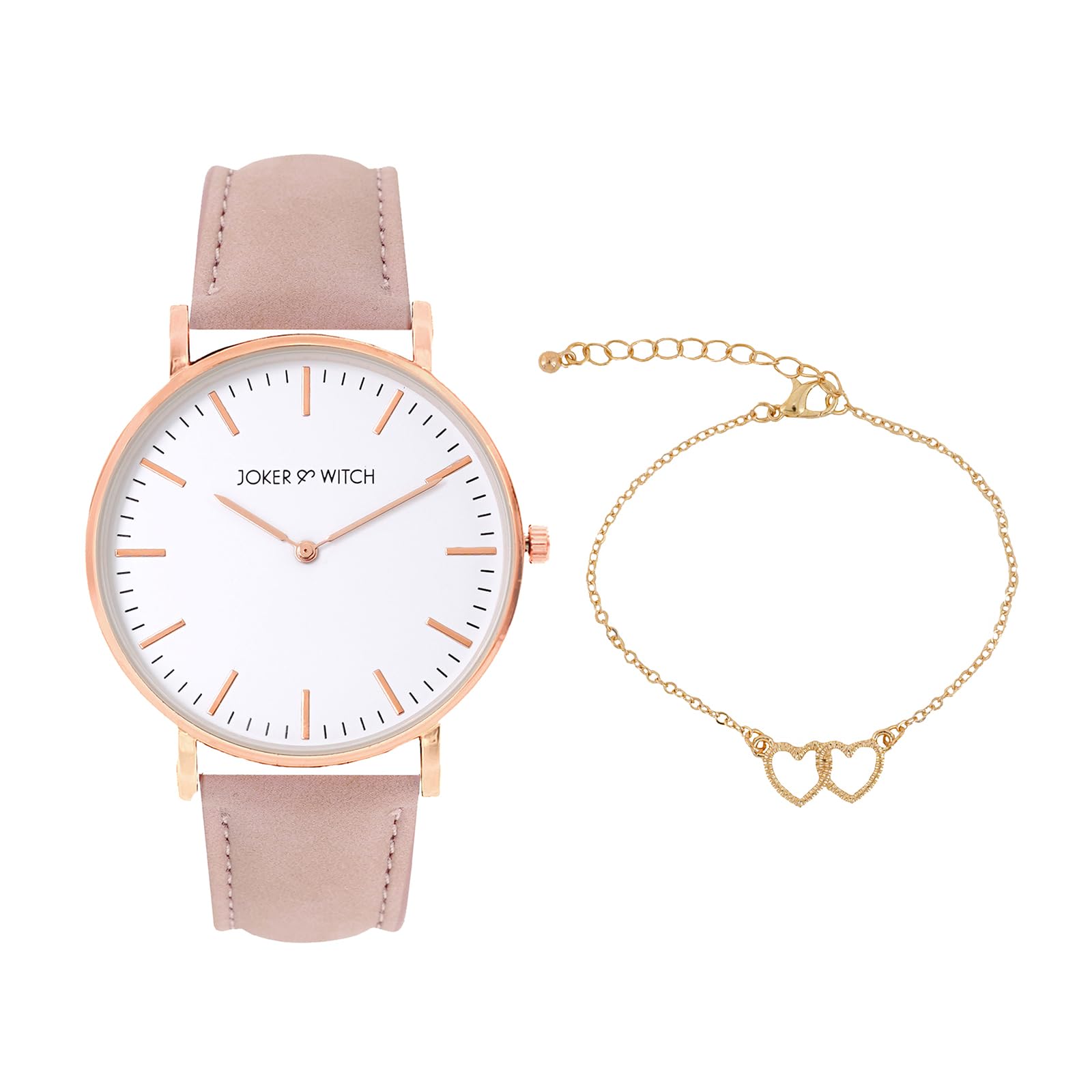 Joker & Witch Leather Women Joker&Witch Sapphire Analogue Watch Bracelet Stack, White Dial, Pink Band (B0C7L8D6QN) Amazon Price History, Amazon Price Tracker