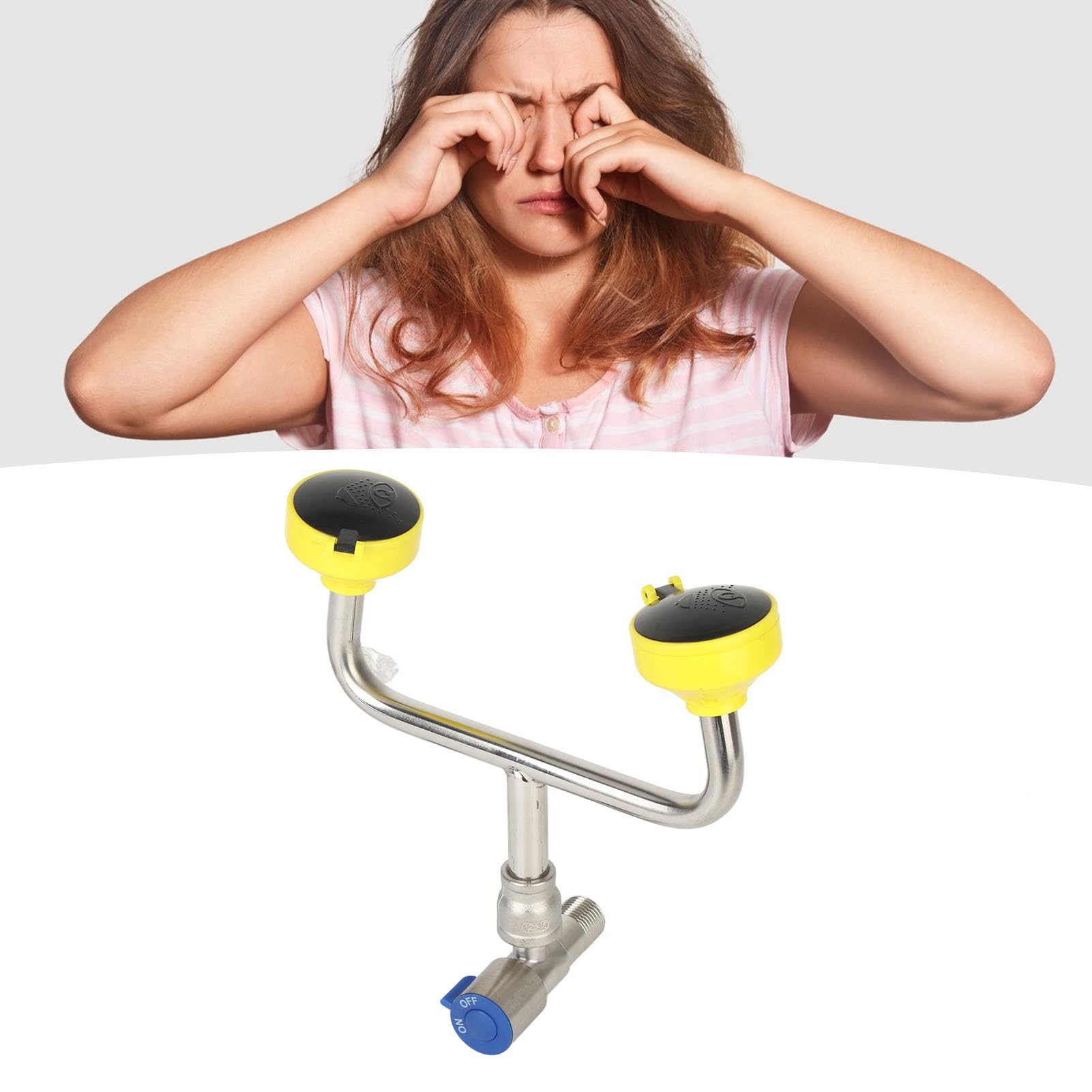 Estación de lavado de ojos, estación de lavado de ojos montada en grifo, unidad de lavado de ojos de emergencia de primeros auxilios confiable para laboratorio de fábrica