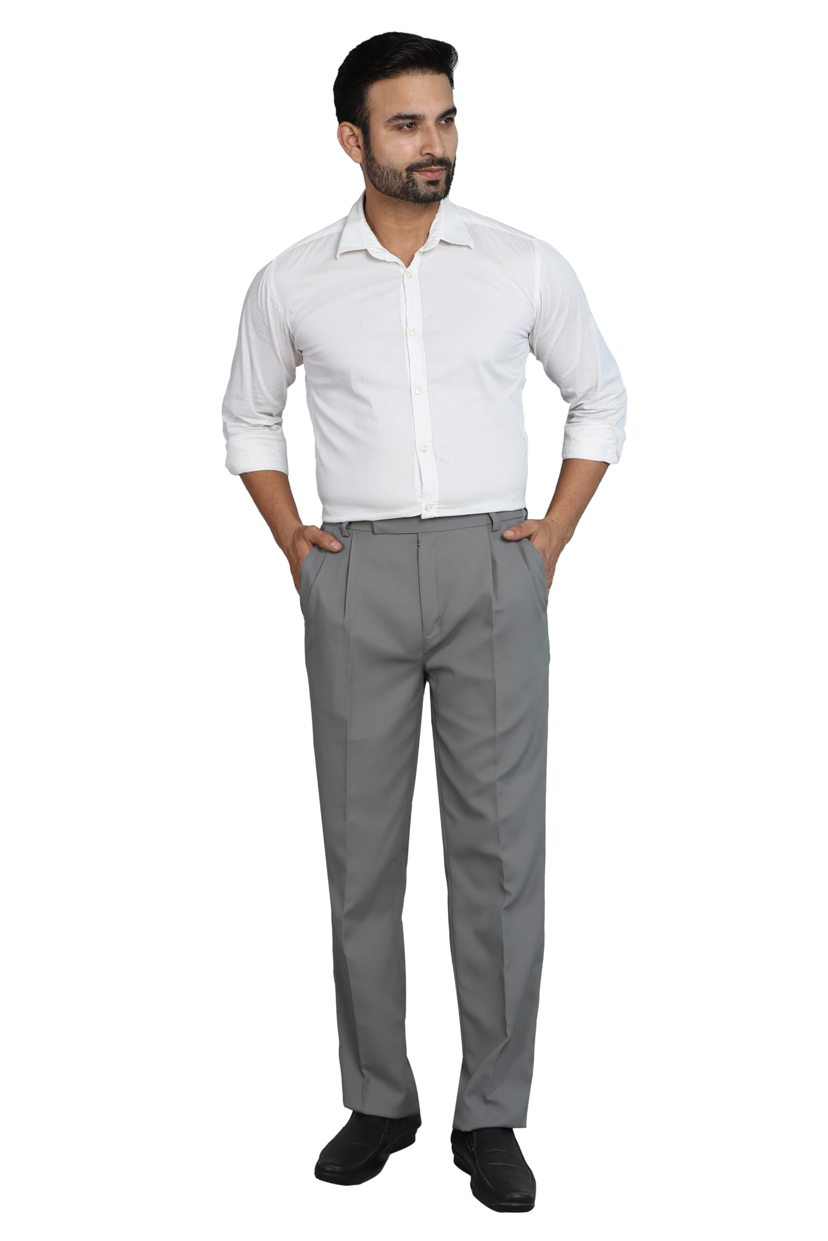 particle Men's Regular Fit Double Pleated Formal Trousers | Premium Cotton-Rich Blend (60% Cotton) | Office Pant | Size 32-46-picture-25