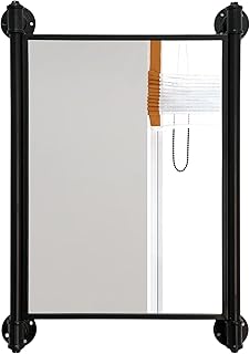 Industrial Pipe Mirror for Bathroom,Rectangle Iron Wall Mirrors for Livi...