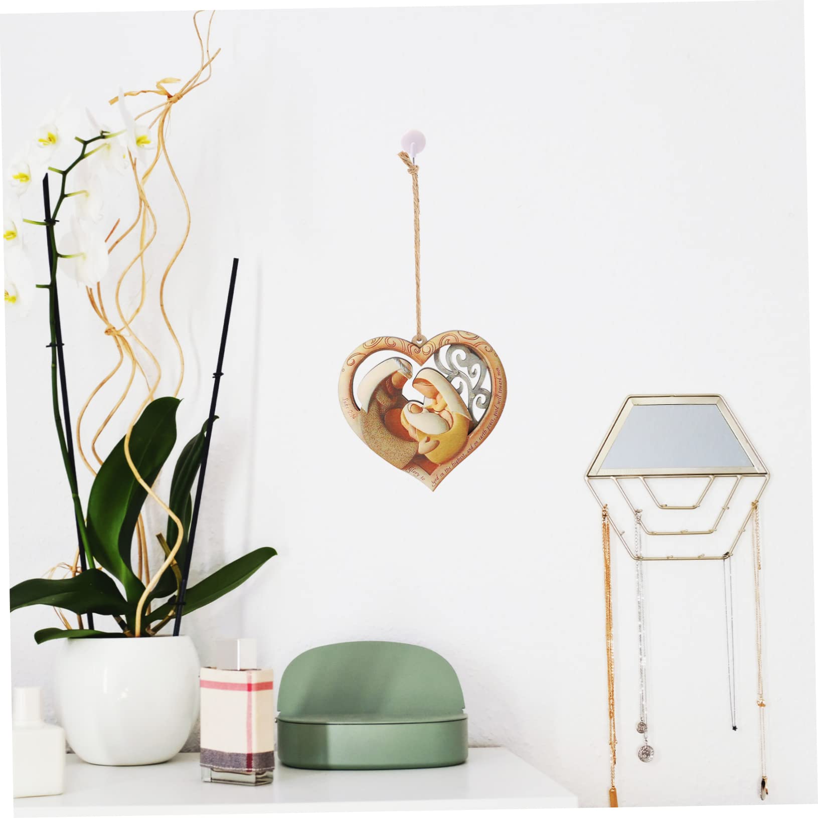 3 Pezzi Di Personaggi Familiari in Legno A Forma Di Cuore Decorazione Da Parete Da Appendere Alla Casa Stile Unico Premuroso