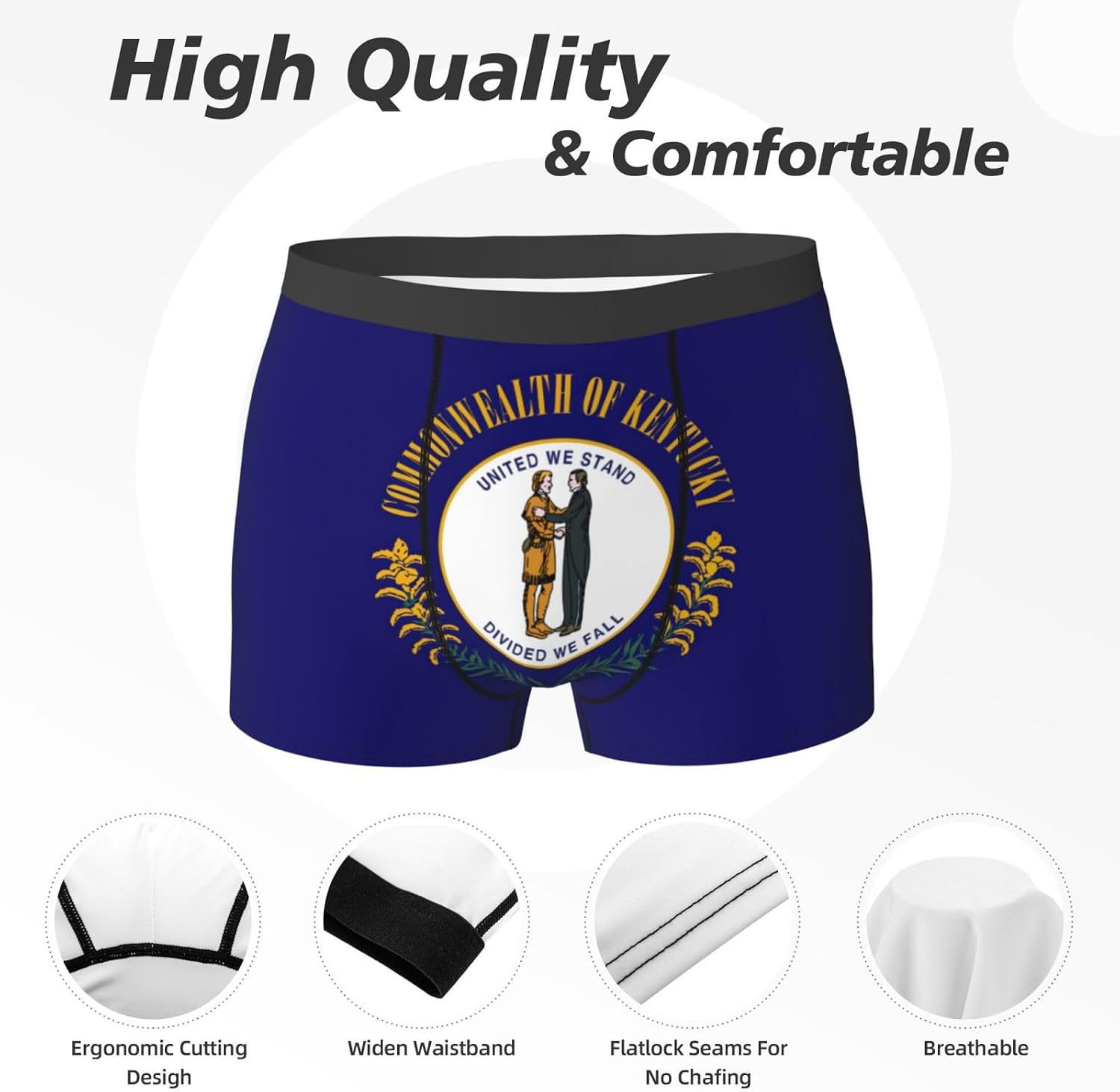 Kentucky State Flag print Men's boxers, men's stretch leggings shorts Soft breathable boxer underwear