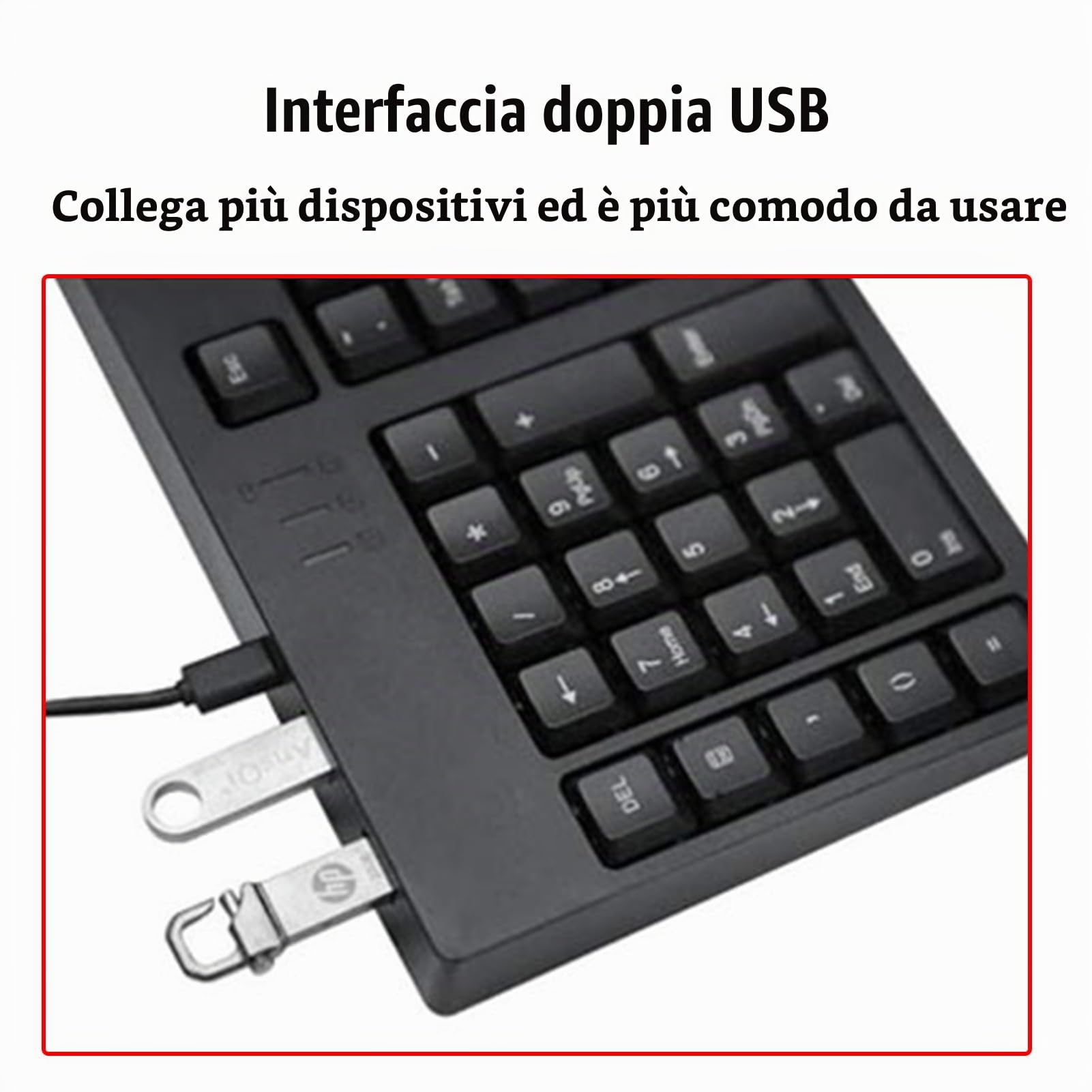 Tastiera ergonomica per mancini Layout full-size Dual USB Interface Design Boost Efficienza di lavoro