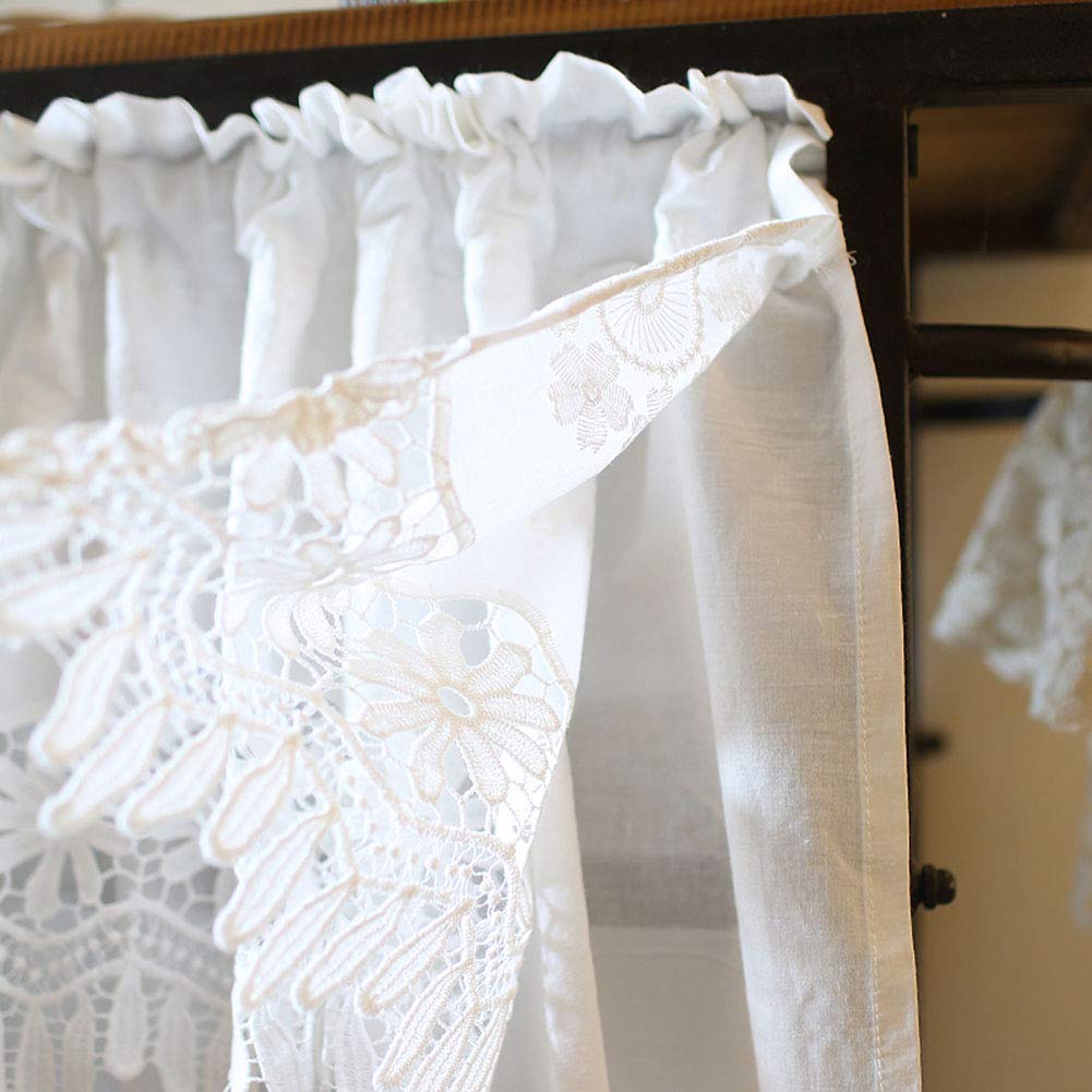 Tenda for cucina, caffè, tenda corta, mezza tenda in cotone bianco, tenda corta/tenda mantovana, tende da caffè, mezza tenda decorativa americana in pizzo semitrasparente/1 pz(W x H 150x85cm)