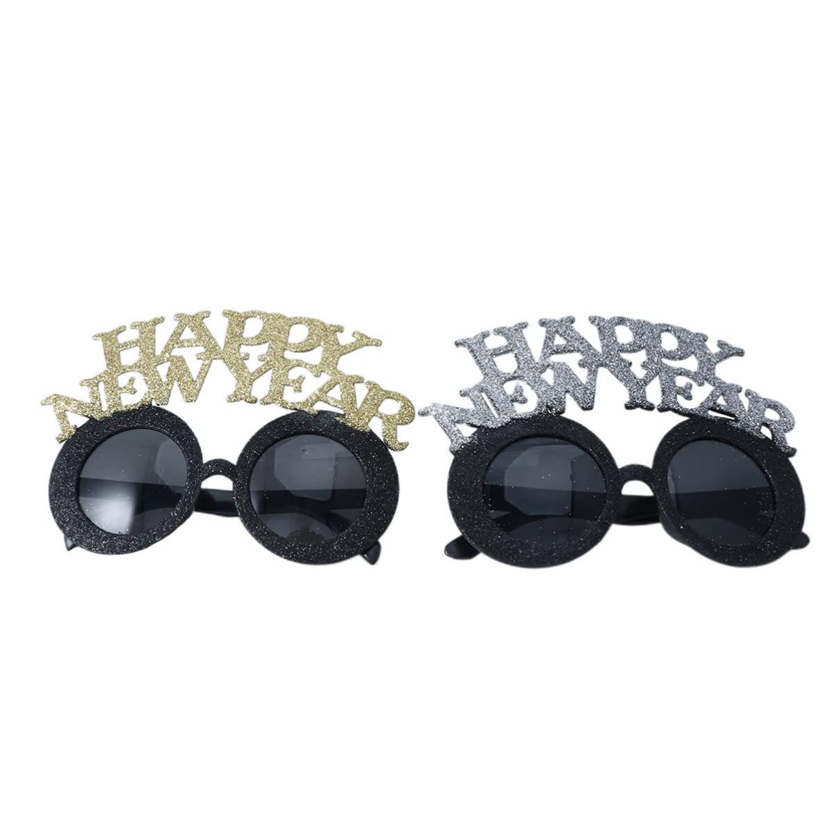 Unomor 2024 Happy New Year Eyeglasses 2Pcs 2024 Glitter New Year Party Sunglasses Funny Party Photo Props for New Years Eve Party Supplies Graduation Costume Favors