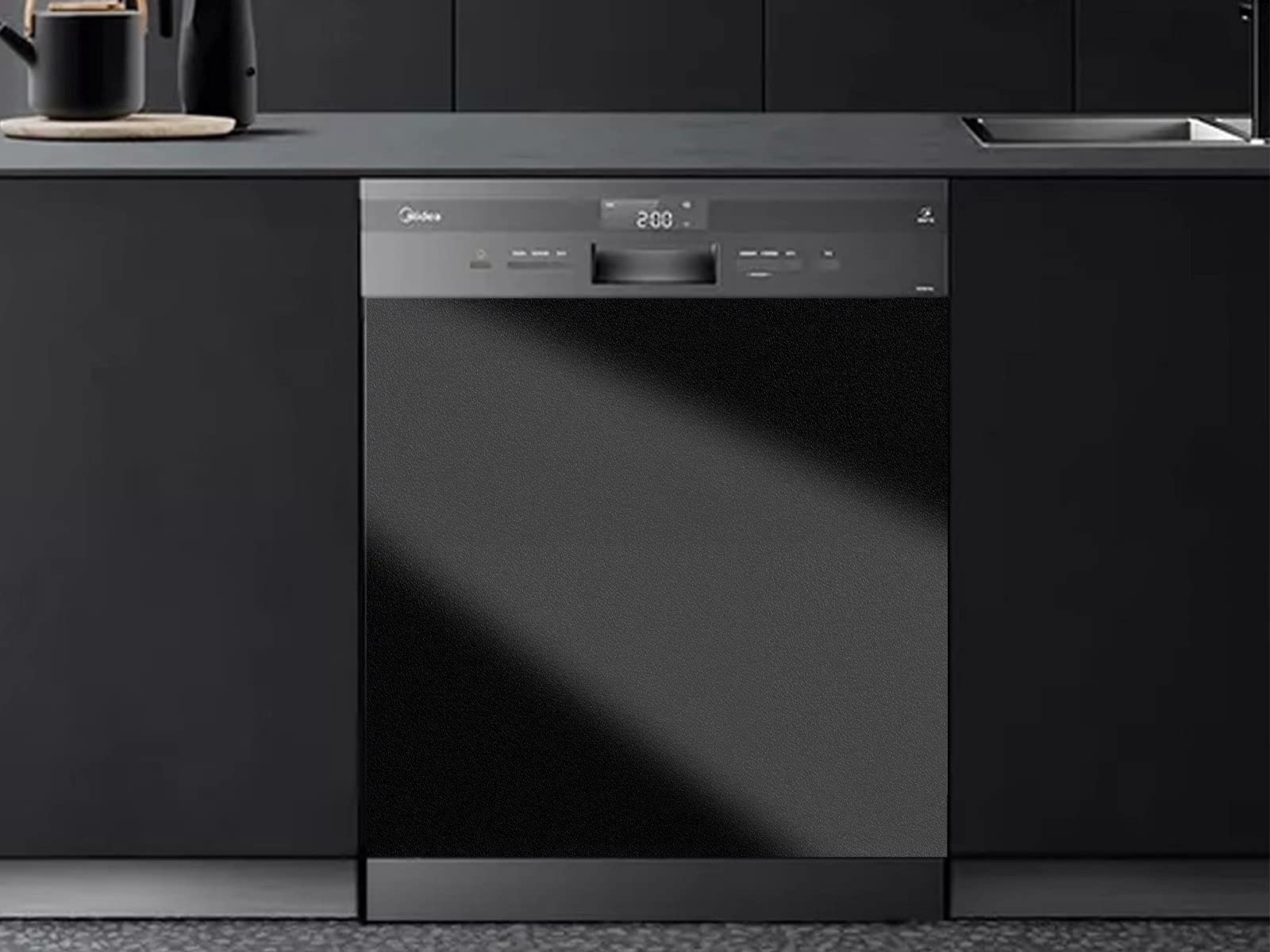 Pure Color Dishwasher Sticker Magnet Cover Suitable for All Kitchens,Kitchen Decor Dishwasher Magnet Cover Sticker,, Easy Update (23 x 17 Inches, Easily Trimmable) Black