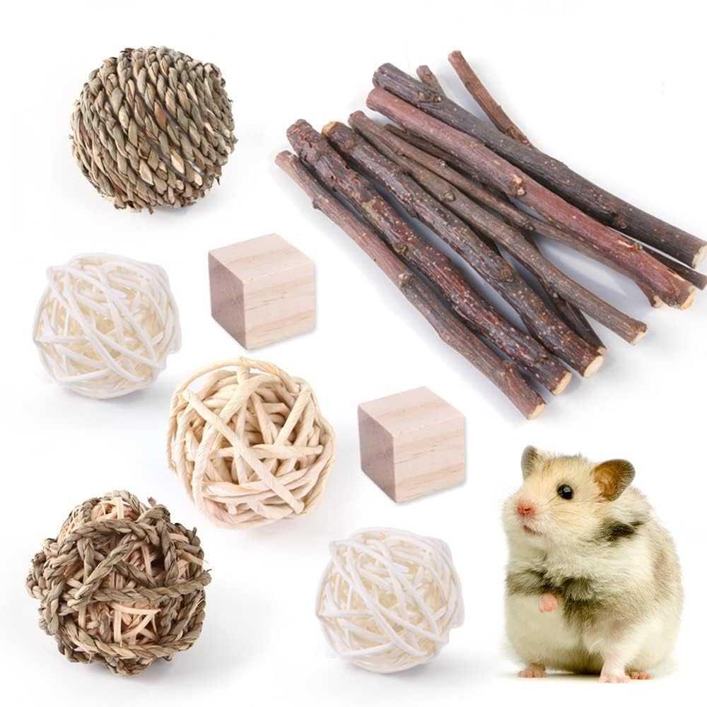 Juguete for hámster, Juego de Juguetes for, Conejo, Mascota, Conejillo Indias, Loro, molares, Suministros Madera, 1 11(3)