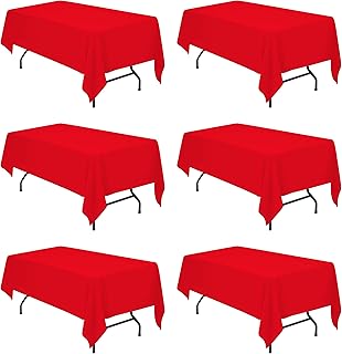 BRILLMAX 6 Pack Red Tablecloths for 6 Foot Rectangle Tables 60 x 102 Inc...