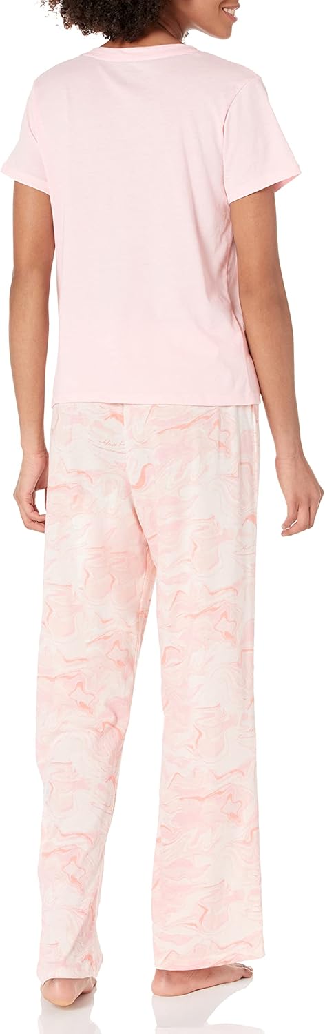 Tommy hilfiger top de mujer manga corta cuello en v con logo de coraz n  pantalones pijama conjunto de piezas pj