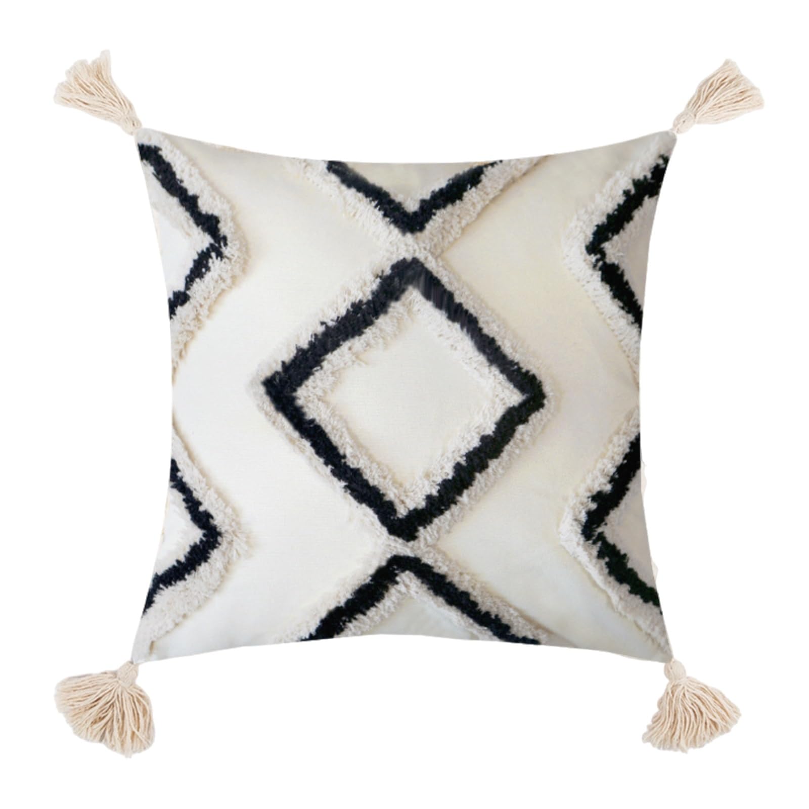 Housse de coussin bohème 45x45 crème en lin pour rénover votre canapé