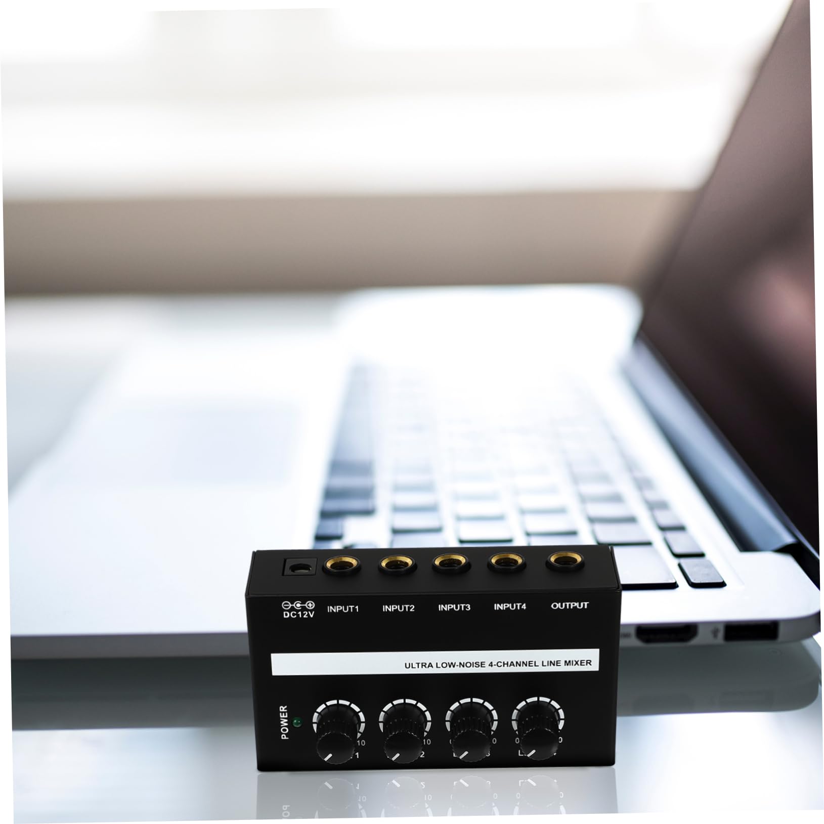 Yardwe Channels Mini Audio Mixer Compact Stereo Line Mixer for Musicians Portable Sound Control for Recording Clubs and Bars Durable Construction US Plug