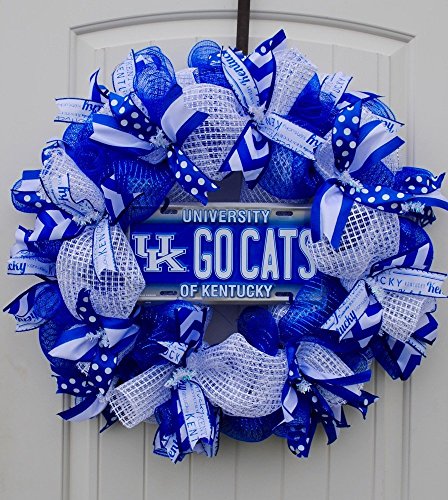 University Of Kentucky Wildcats Mesh Wreath In 24 Inch Diameter With Officially Licensed Uk"Go Cats" Car Tag Insert #TOP9