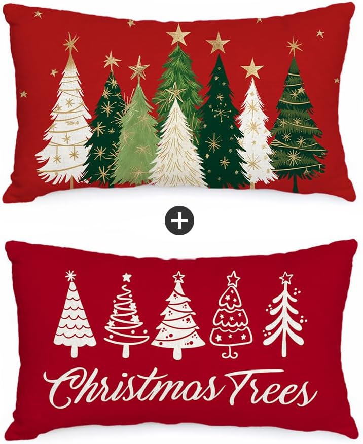 AACORS Christmas Trees Pillow Covers 12x20 Inch Decorations