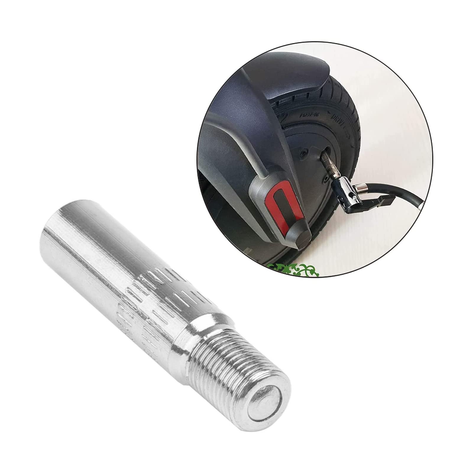 Pneumatici Valvola di Estensione Tappo,Valvola di Estensione Tappo Valve,Prolunga per Tappo Valvola,Metallo Valve Extende,Pneumatico Adattatore,Con 1 gonfiatore di estensione della gomma,Nero(2PC