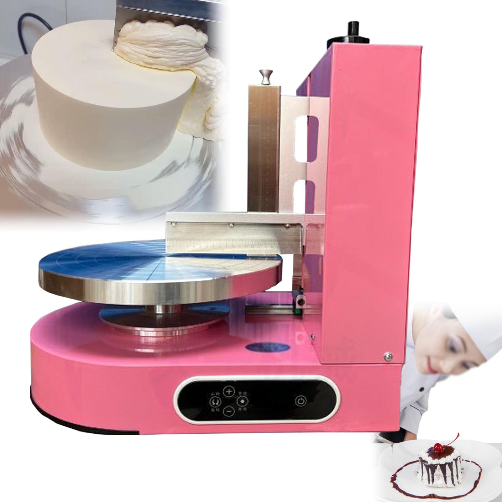 Machine à glacer Automatique pour gâteaux de 10 à 30 cm, idéale pour étaler, décorer, enrober, Lisser et racler la crème au Beurre des gâteaux - Parfaite pour décorer gâteaux et Pains avec d