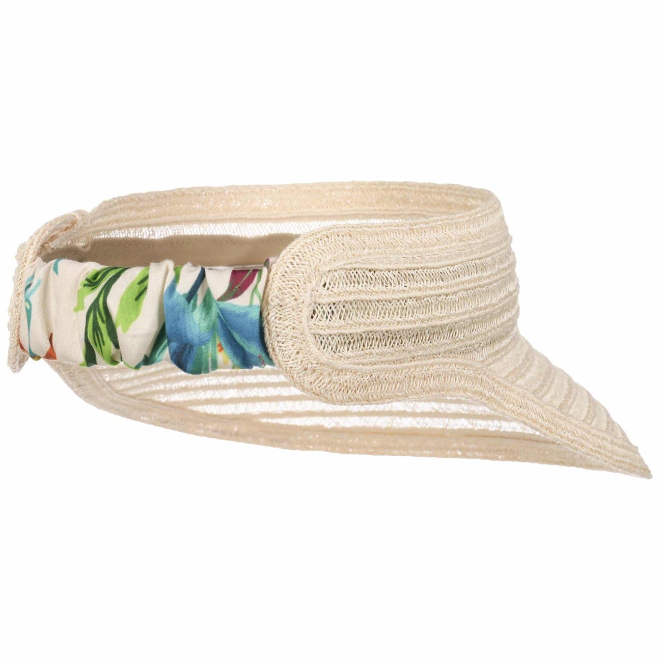 LIERYS Jana Strohcap Hanfvisor mit Musterband Made in Italy Damen Frühling Sommer