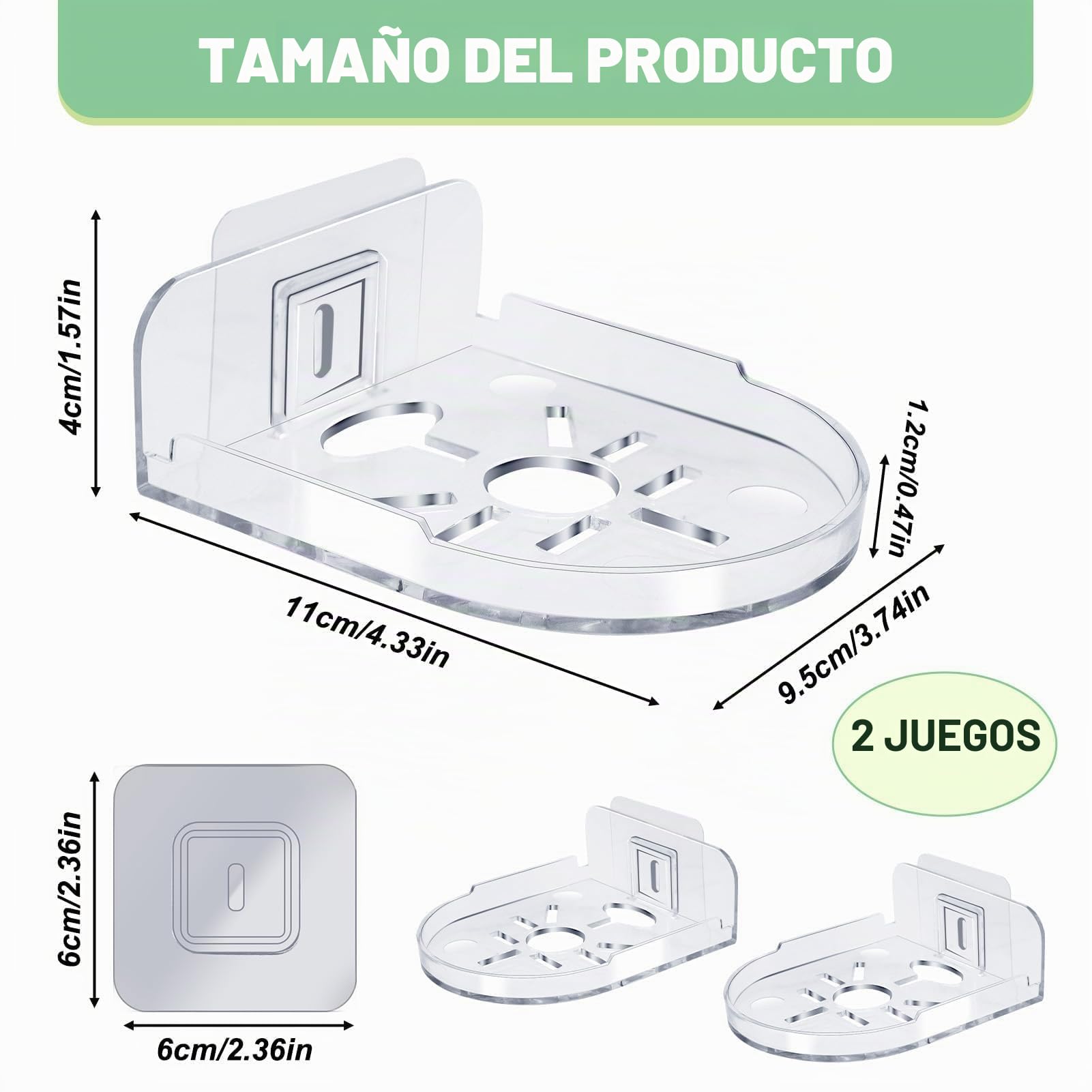 2 Pack Soporte Montaje Pared para Cámara de Vigilancia, Soporte Pared Cámara Vigilancia, Estante Plástico Universal para Interior Exteriores, Vigilabebés, Seguridad del Hogar, Sin Taladro Transparente