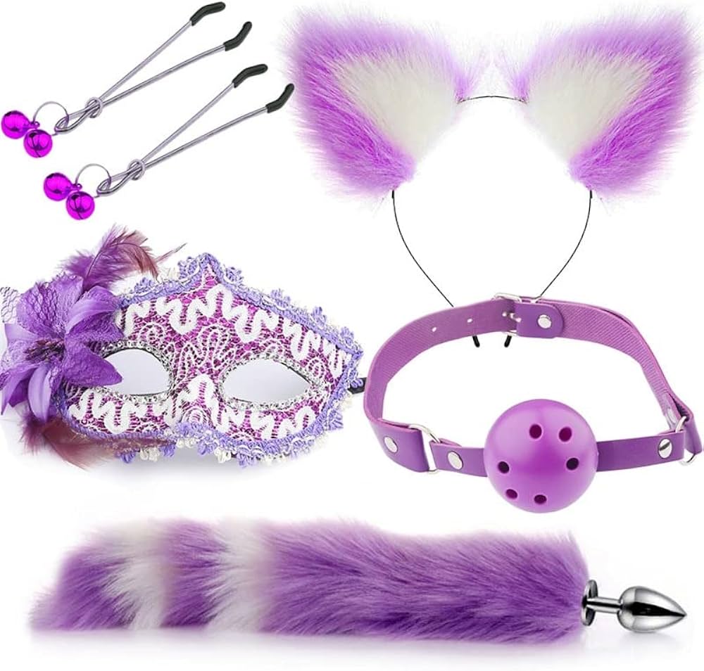 Amazon.com: Anal Butt Plug 5pcsSet Red Sex Toys Cosplay Sexy Mask Tail  Metal Anal Plug Mouth Plug Clip Bell Half Ears Party BDSM(Purple 2) : 健康與家庭