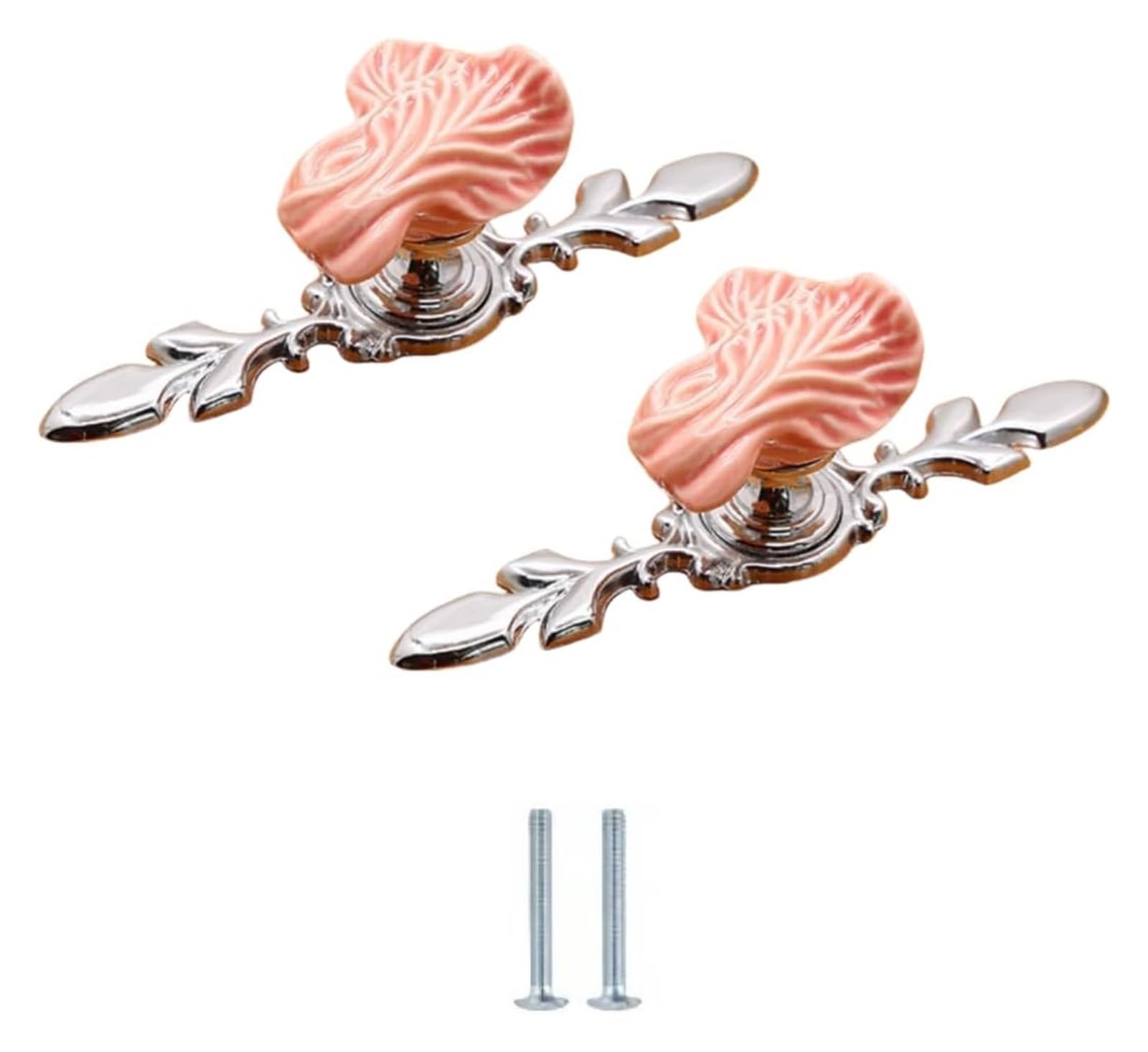 ENmrfvkz Ceramic Cupboard Drawer Handle Knobs, Ceramic Zinc Alloy Cabinet Drawer Knobs Single Hole Pink 2 Pack(Cabbage-Small)