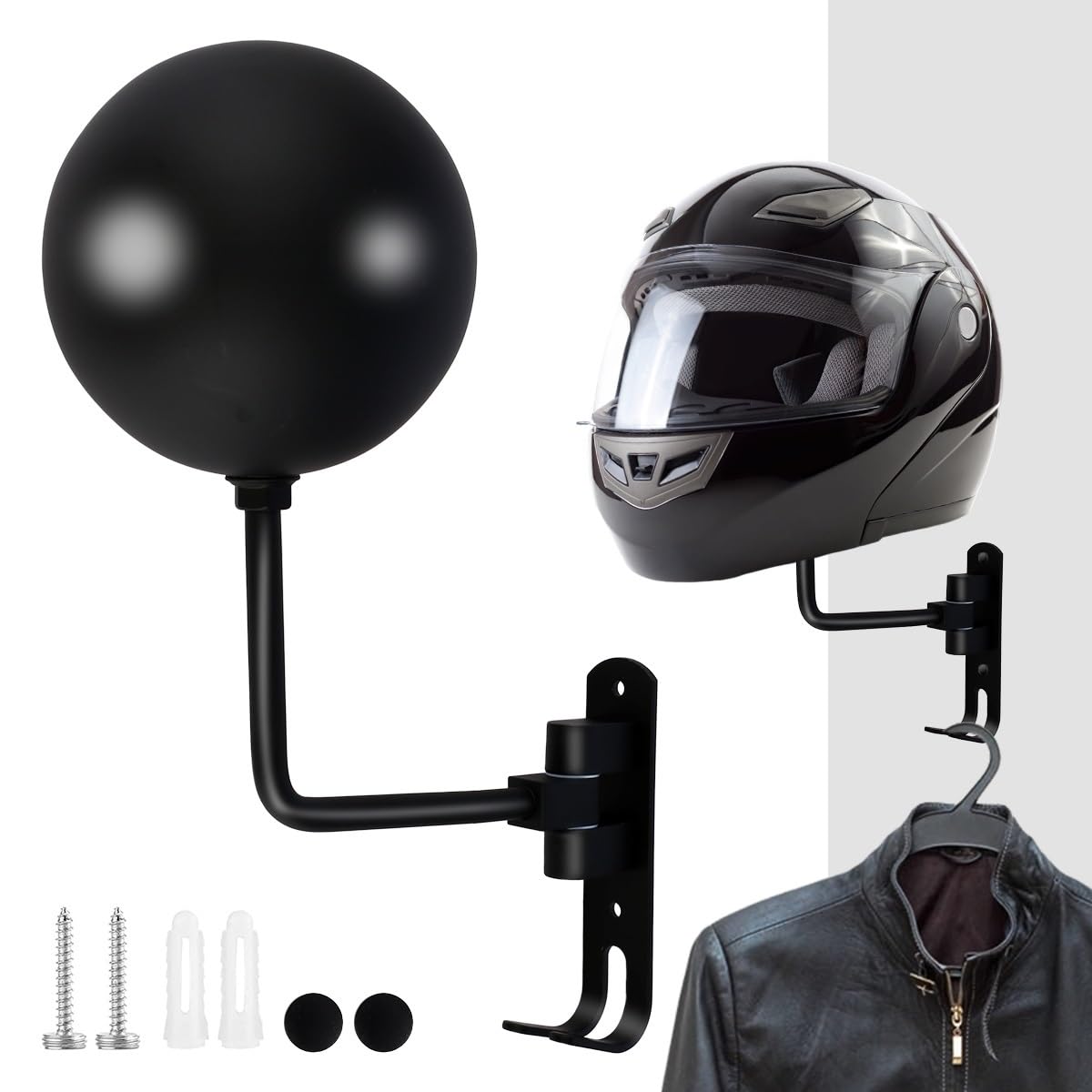 Helmhalterung Wand Motorradhelmständer, Wandhalterung for Helme, mit Haken, 180 ° drehbar, for Motorradhelme, for die Garage zu Hause