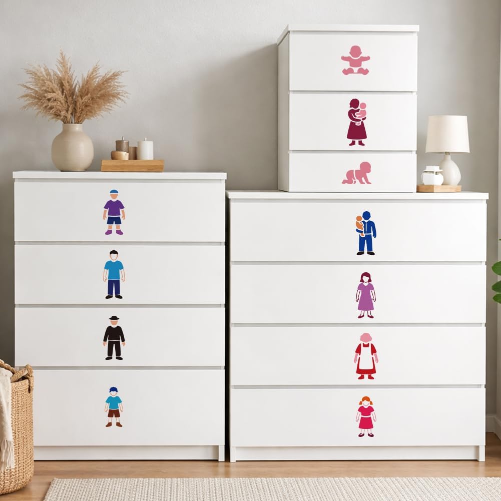 FINGERINSPIRE 13PCS Family Members Stencils with Paint Brush 2 Sizes Human Silhouettes Painting Stencils Human Theme Template for Painting on Wood Wall Canvas Furniture DIY Home Decoration