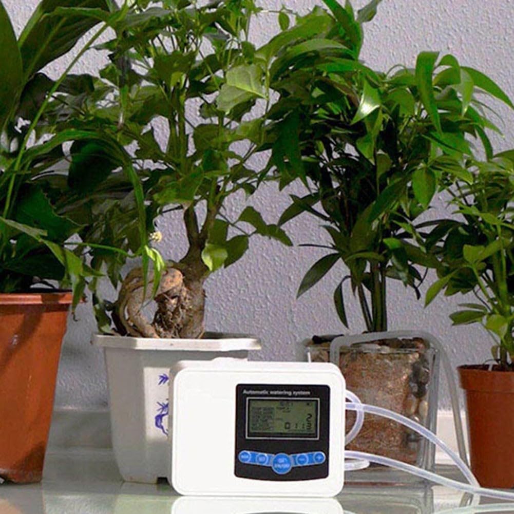 Zoegneer Solarbetriebener Rasensprenger mit Doppelpumpe, Bewässerungs-Timer mit eingebauter 1200 mAh Lithium-Batterie, USB-Aufladung, regendicht, leiser Kupfermotor, einstellbarer Durchfluss