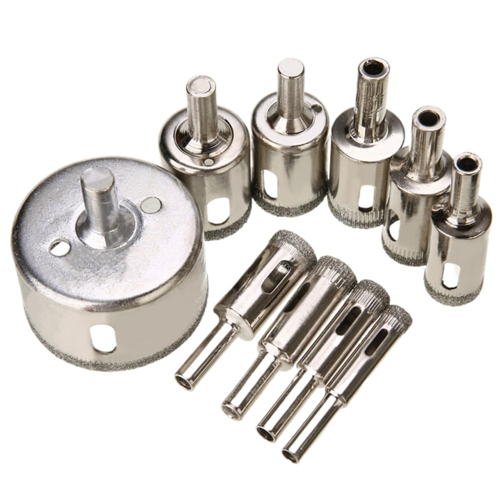 10/15/30 piezas Broca con revestimiento de diamante Sierra perforadora de cerámica de vidrio Brocas de perforación de 3-50 mm para azulejos Mármol Vidrio Cerámica para herramientas eléctricas, No.1 Ju
