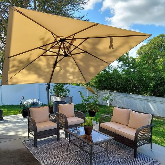 Image of THESHELTERS - Premium Garden Umbrella 360 Degree Rotating Stylish and Durable Outdoor Garden Umbrella with Heavy-duty Water Base (95Kgs)- Patio and Lawn Umbrella, 2.5x2.5m Big Size Outdoor Umbrella with Stand