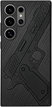 Soft Mobile Case for Samsung Galaxy S24 Ultra | 3D Engraved Design | Shockproof Scratch Proof Cover | Black