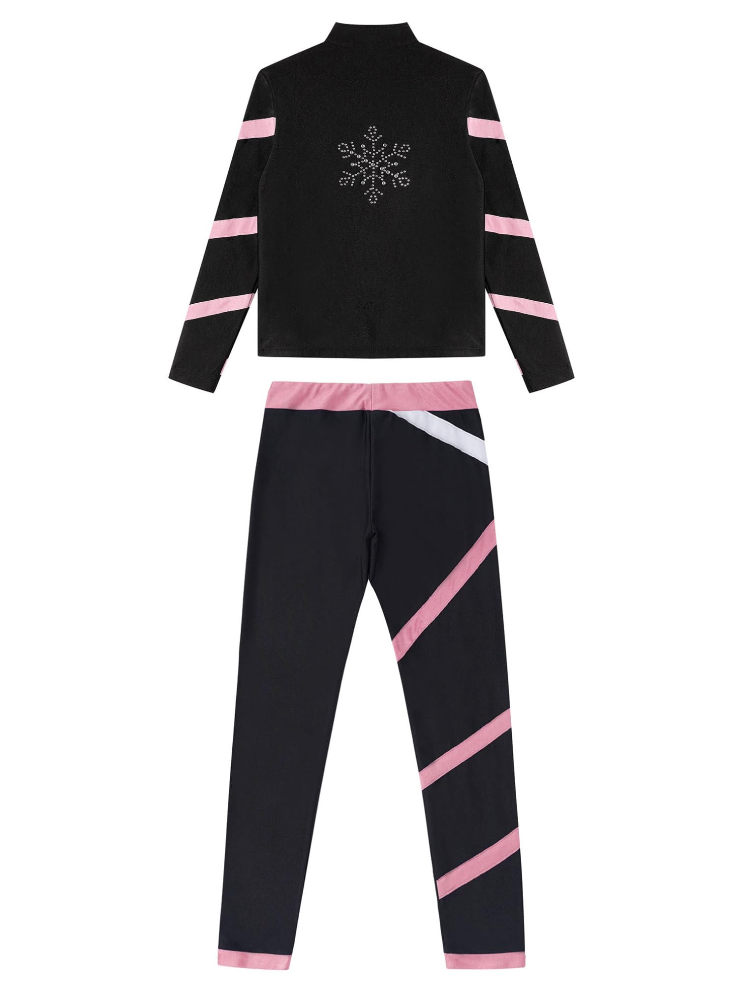 TiaoBug Ensembles de Patinage Enfant Fille Ensemble Patinage Artistique Gymnastique Veste de Patinage et Pantalon Patinage Ensemble Sport Danse Yoga Survêtement 6-16 Ans