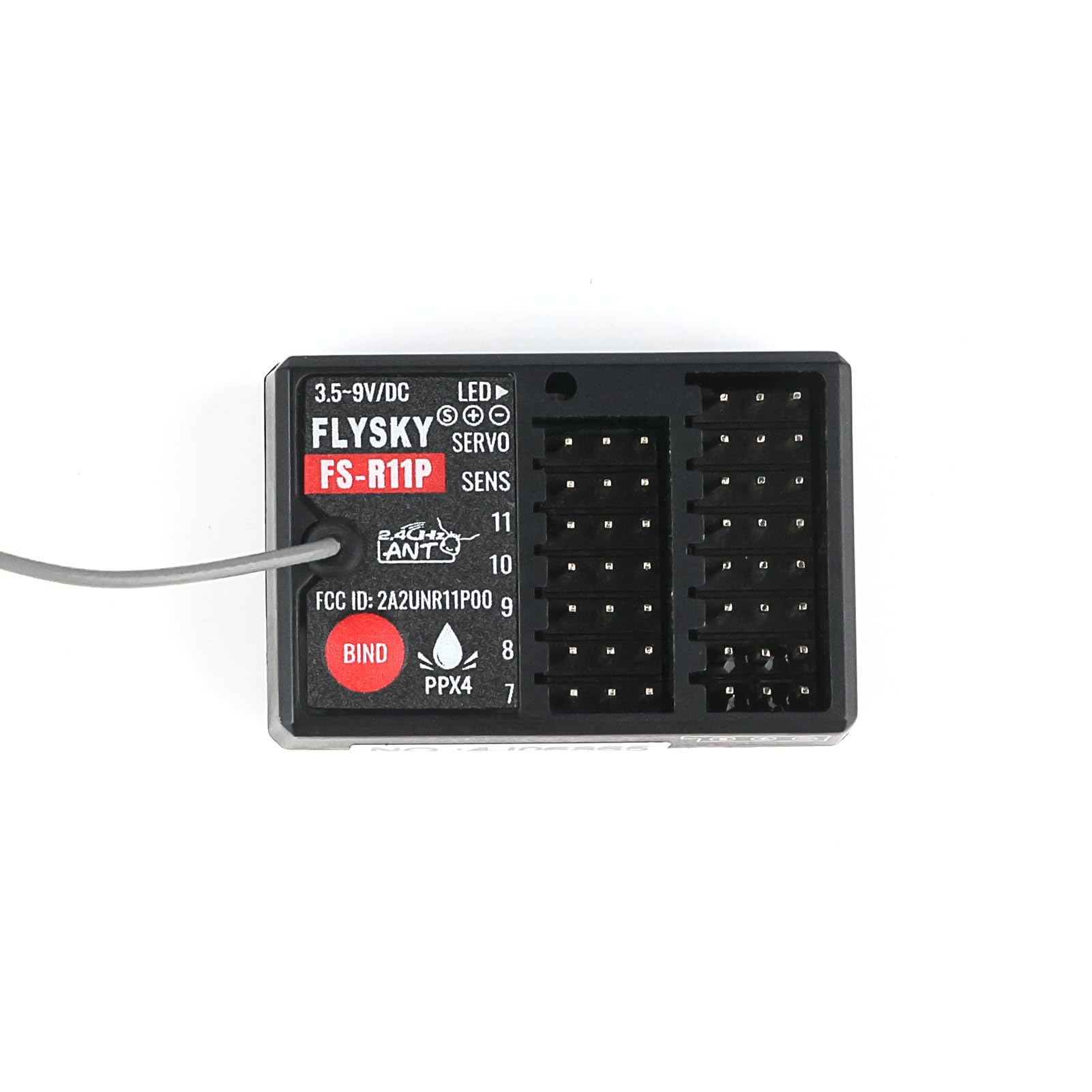 Flysky - Receptor FS-R11P, receptor de 11 canales de 2.4 GHz para coche RC, receptor de control de radio de largo alcance con salida PWM PPM IBUS SBUS