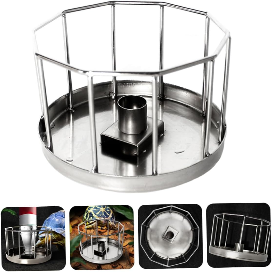 SUPVOX Easy Feeding Drinking Reptile Automatic Water Feeder Stainless Steel Pet Dish for Tortoise Lizard