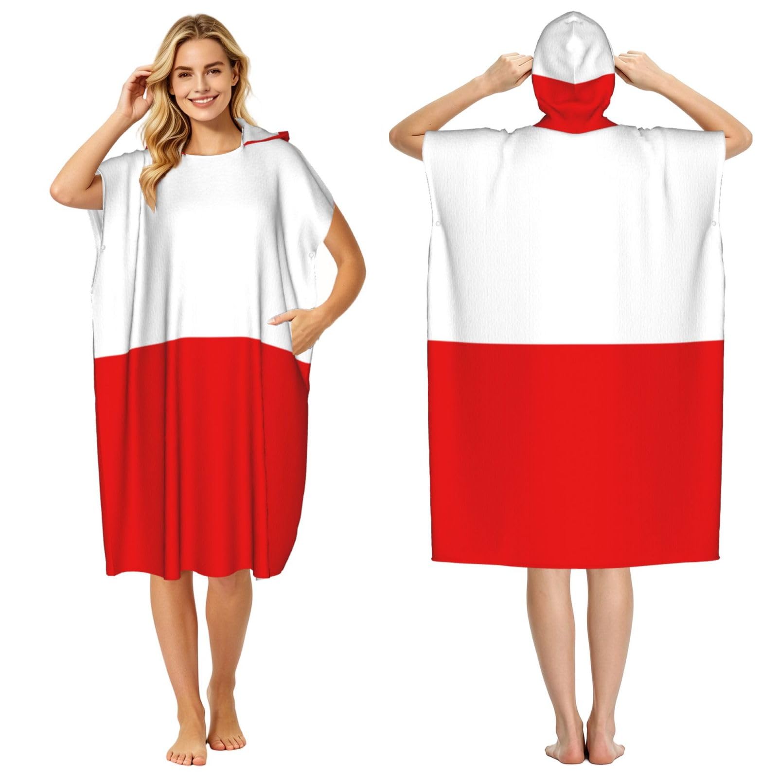KLGRTJHK Flag Of Thuringia Adult Hooded Beach Poncho Towel 43"X35"
