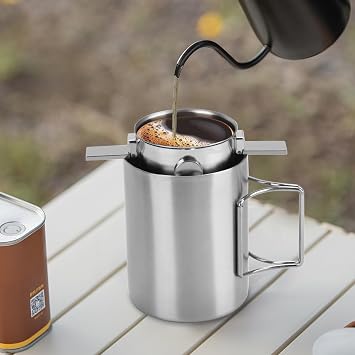 304 Stainless Steel Hanging Ear Coffee Filter Cup Portable Hand Flush Filter Filter Paper Filter-free Funnel Coffee Utensils